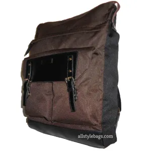 Color block Canvas School L Backpack blanc brown black Laptop tablet Sport Bag