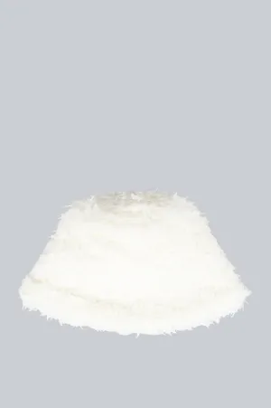 COMME DES GARCONS SHIRT FAUX FUR BUCKET HAT WHITE