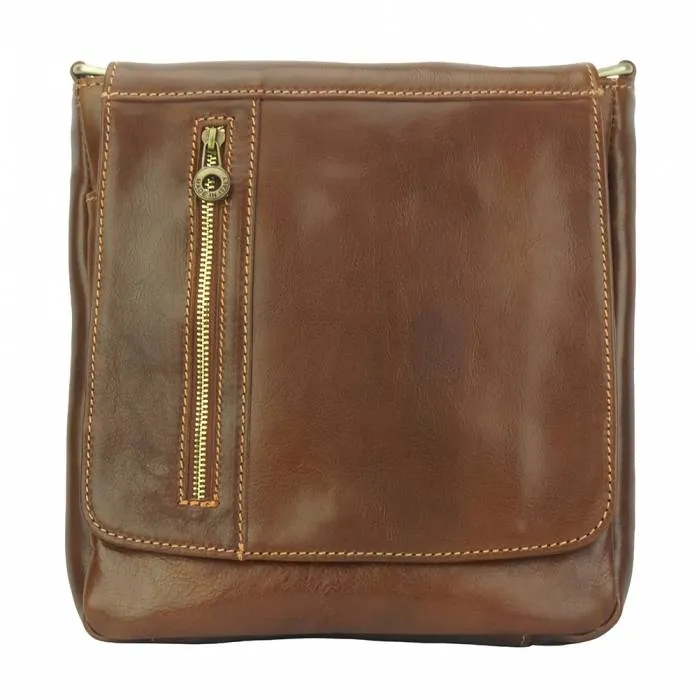 Compact Messenger Bag, Marbled Leather