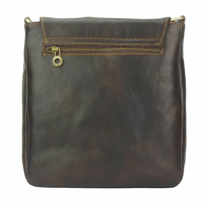 Compact Messenger Bag, Marbled Leather