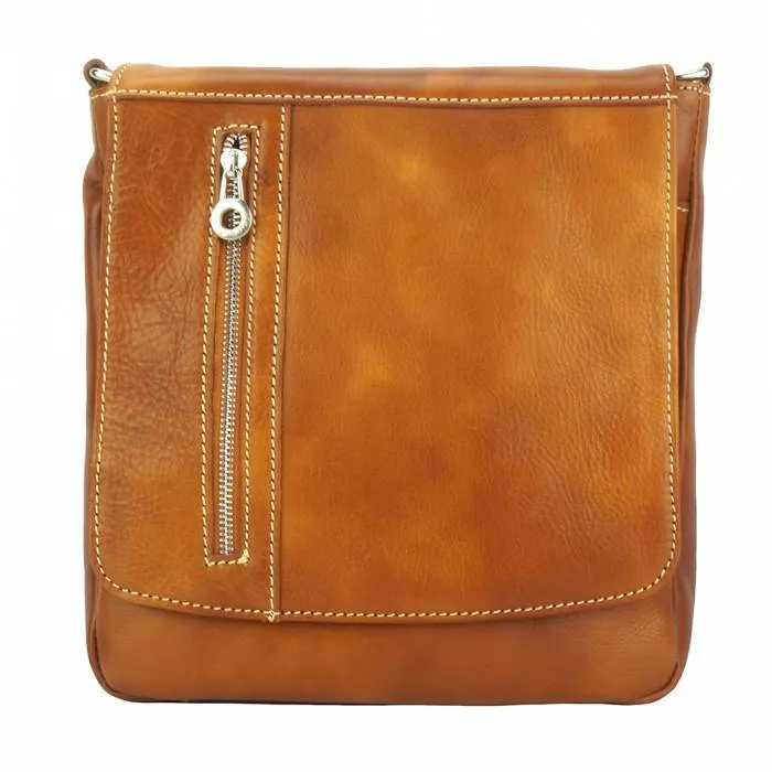 Compact Messenger Bag, Marbled Leather