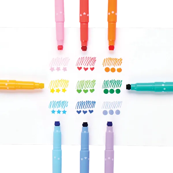 Confetti Stamp Double-Ended Markers (set of 9)