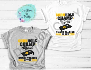 Corn hole champ official smack talking boss of the toss T-SHIRT