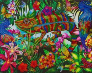 Craft Buddy Crystal Art Kit Chameleon Jungle 40 x 50cm Pre-Framed 5D Art Kit