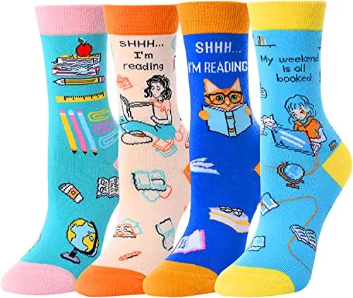 Crazy Kids Socks Funny School Socks Gifts for Boys Girls, Best Gifts for Children 4 5 6 7 Years Old, Book Gifts, Birthdays Gifts, Children's Day Gifts, Christmas Gifts