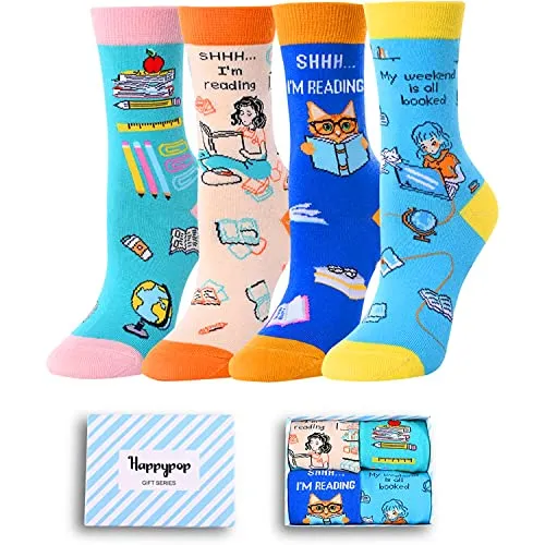 Crazy Kids Socks Funny School Socks Gifts for Boys Girls, Best Gifts for Children 4 5 6 7 Years Old, Book Gifts, Birthdays Gifts, Children's Day Gifts, Christmas Gifts