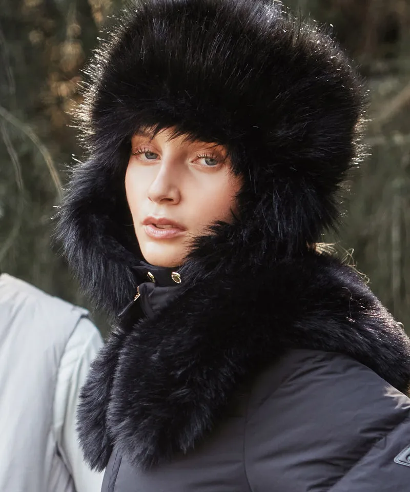 CREVE NINE: Skier Fur Ear Cap - Black