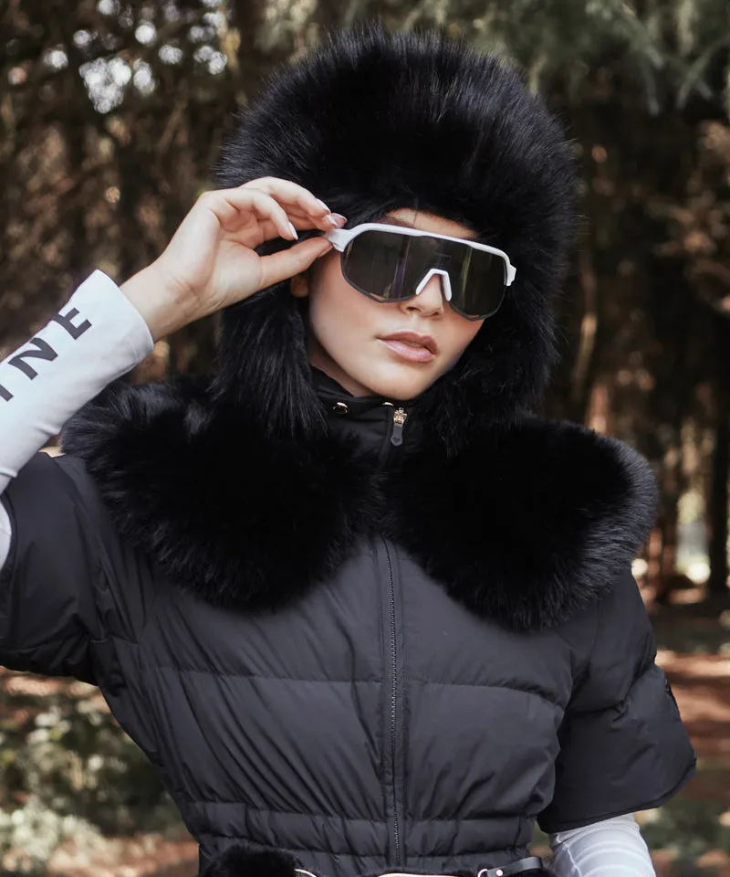 CREVE NINE: Skier Fur Ear Cap - Black