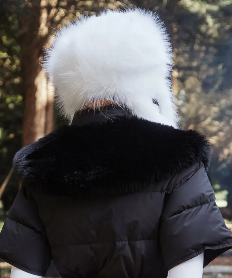 CREVE NINE: Skier Fur Ear Cap - White