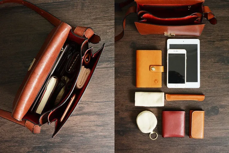 Custom Handmade Vegetable Tanned Italian Leather Shoulder Bag Satchel Bag Women Pouch Bag D048