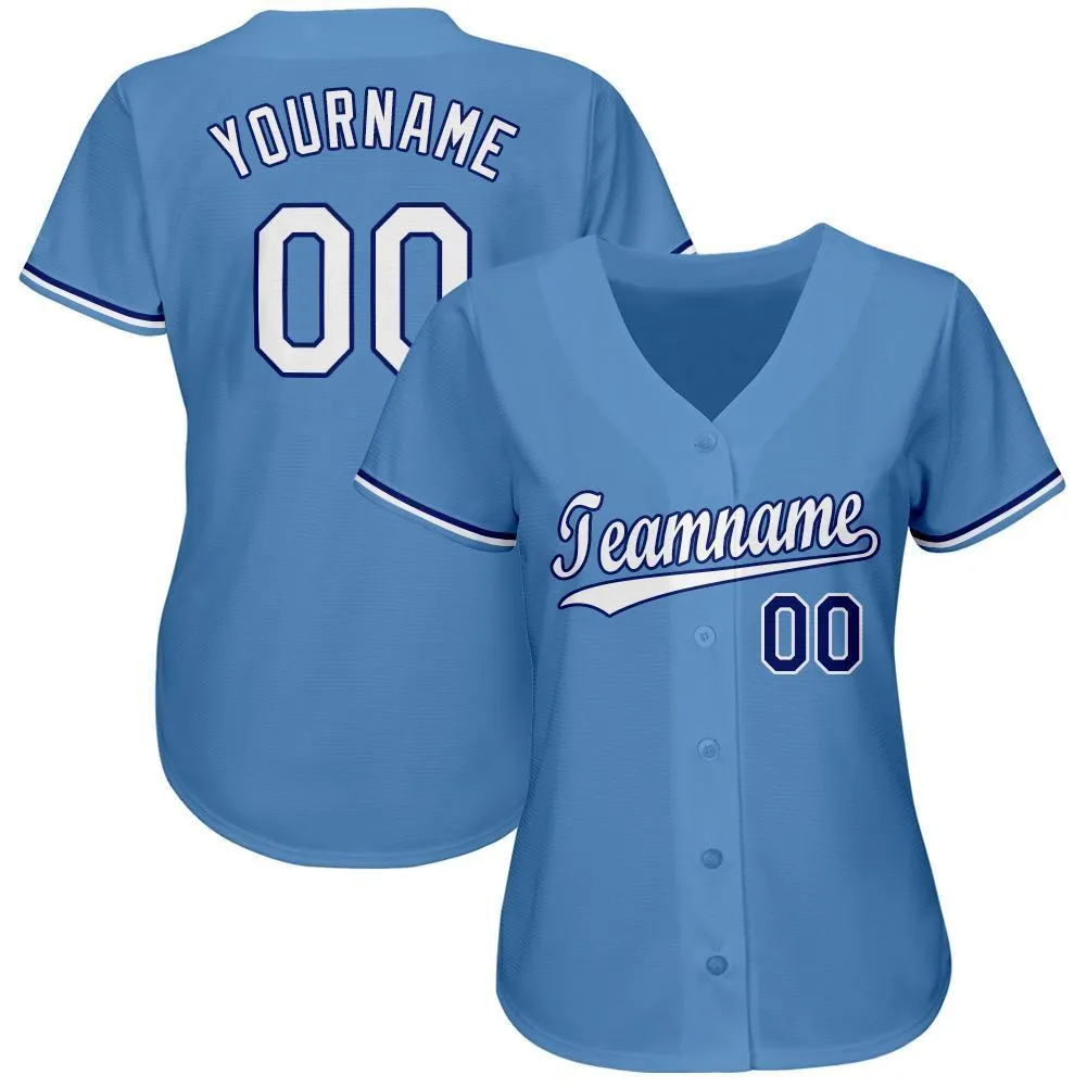 Custom Light Blue White-Royal Baseball Jersey