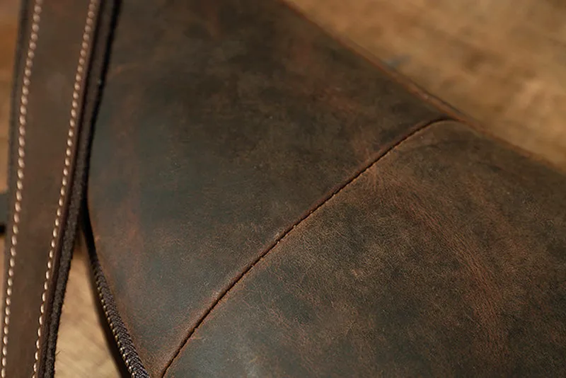 Cyflymder Leather messenger bag, personality leisure cowhide chest bag, men's cowhide shoulder bag, trendy leather men's bag