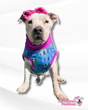 Danger Zone - Sharks! UV50 Dog PAWjama with Fuchsia Trim