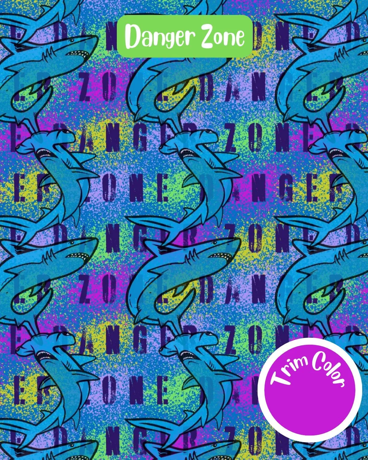 Danger Zone - Sharks! UV50 Dog PAWjama with Fuchsia Trim