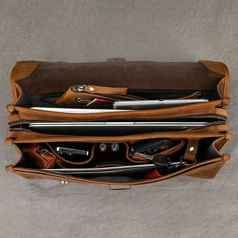 Daniel | Men's Leather Crossbody Messenger Laptop Bag Travel Bag