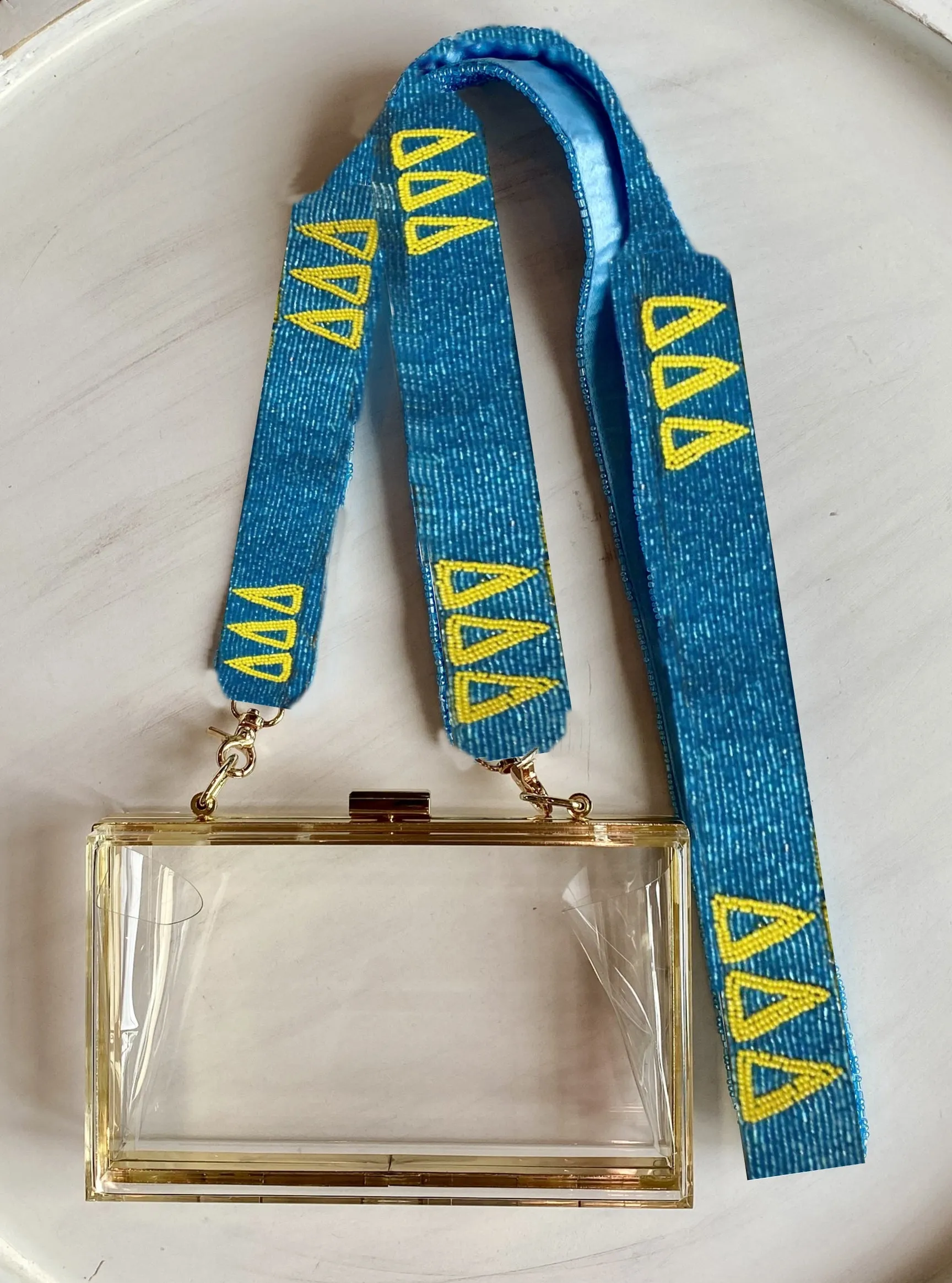 Delta Gamma Sorority Beaded Handbag with Purse Strap Set