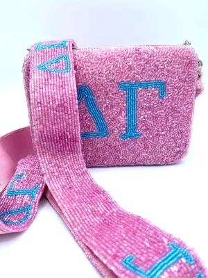 Delta Gamma Sorority Beaded Handbag with Purse Strap Set