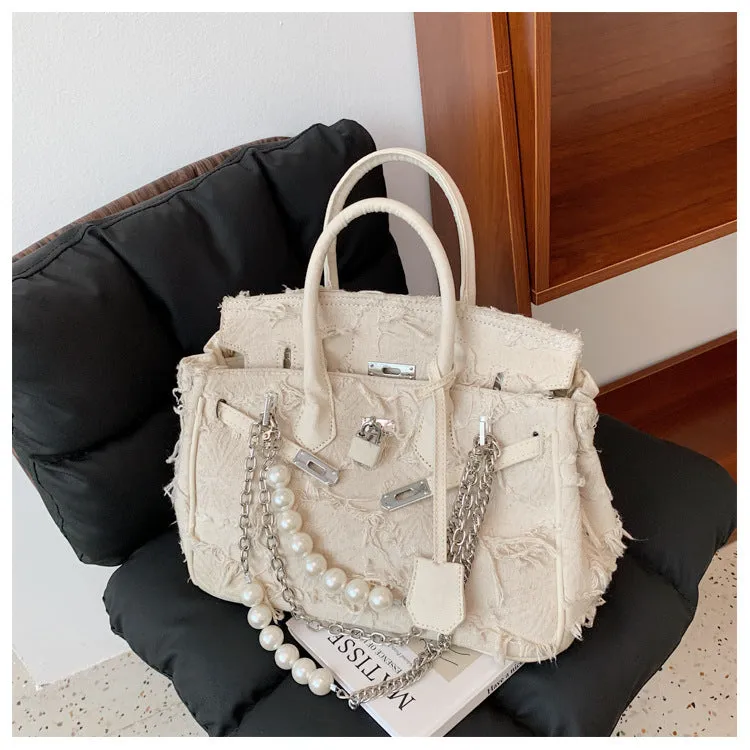 Design Pearl Chain Vintage Rag Beggar Handbags