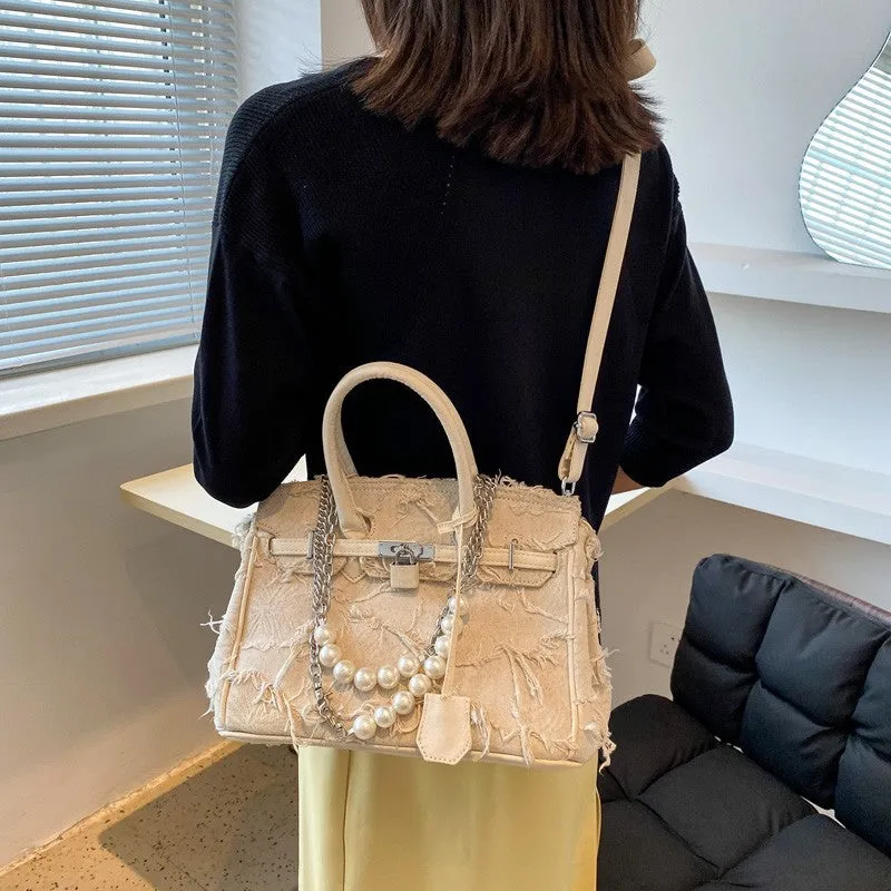 Design Pearl Chain Vintage Rag Beggar Handbags
