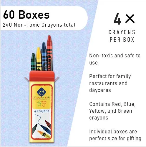 Diamond Wipes Kids 4 Color Crayons Box Set