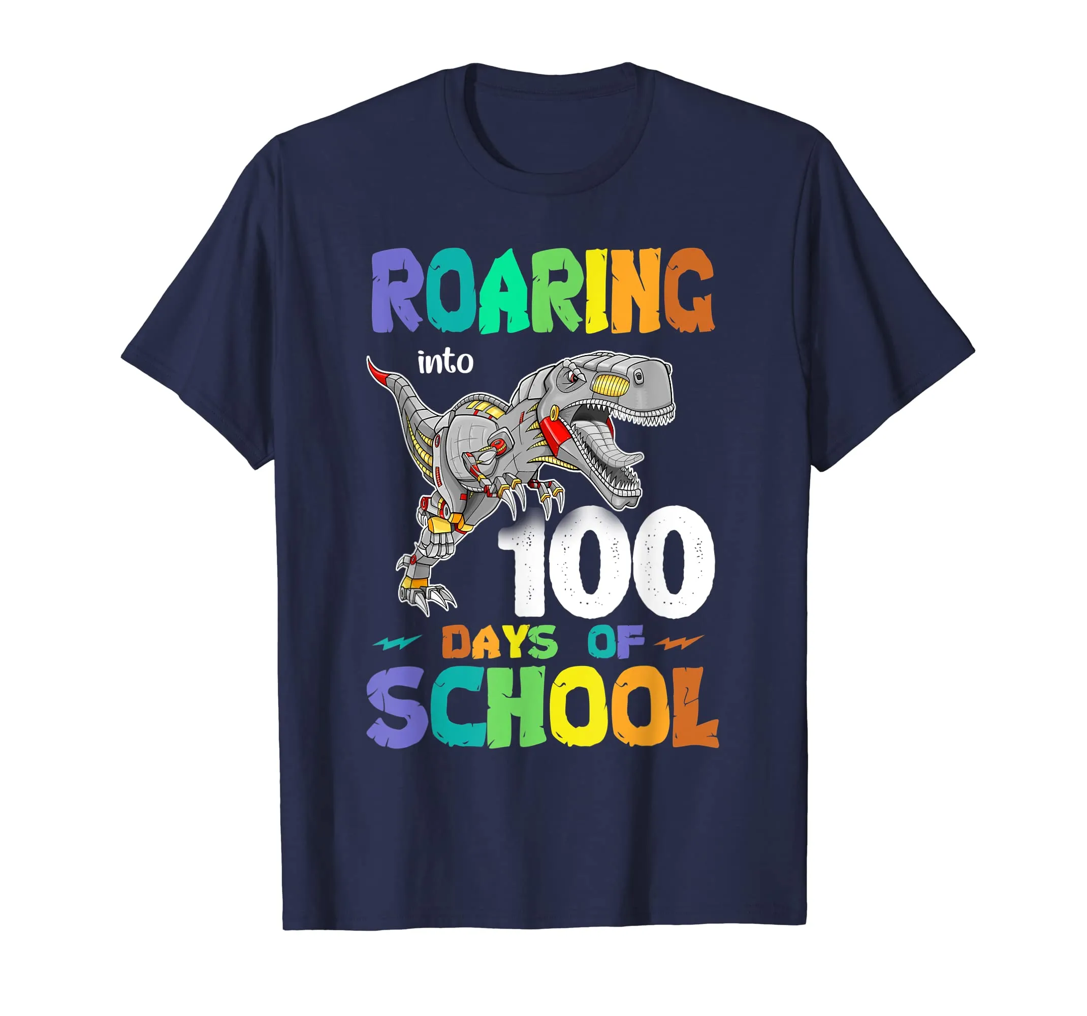 Dinosaur T-Rex Roaring Into 100 Days Of School Shirt