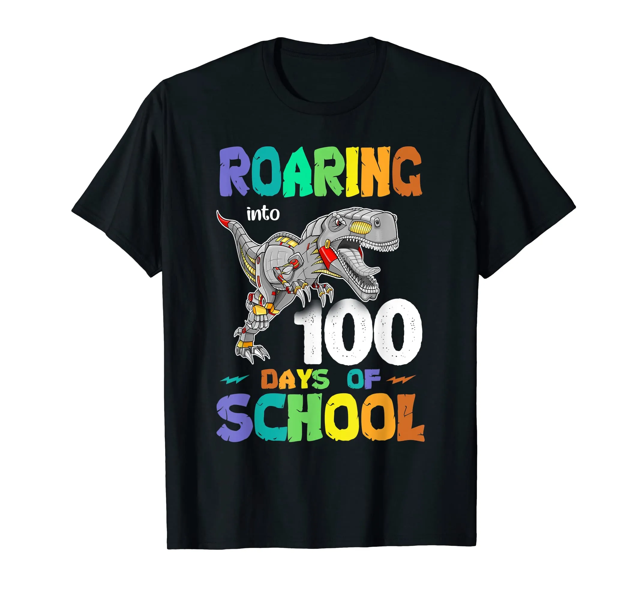 Dinosaur T-Rex Roaring Into 100 Days Of School Shirt