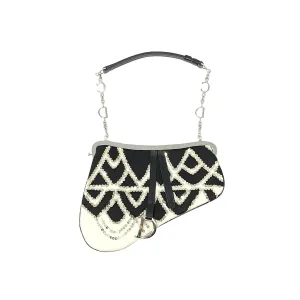 Dior Black Beaded Mini Saddle Bag