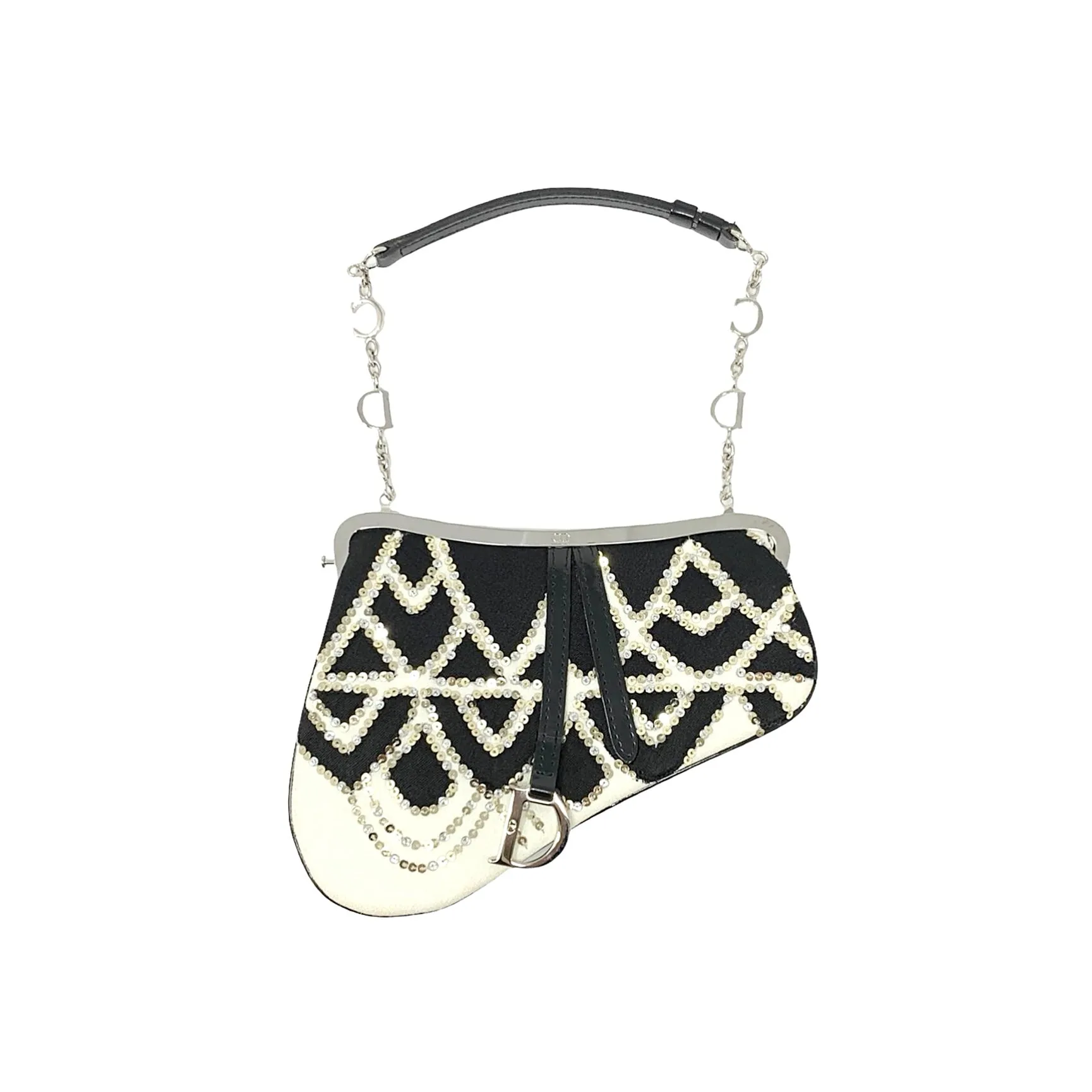 Dior Black Beaded Mini Saddle Bag