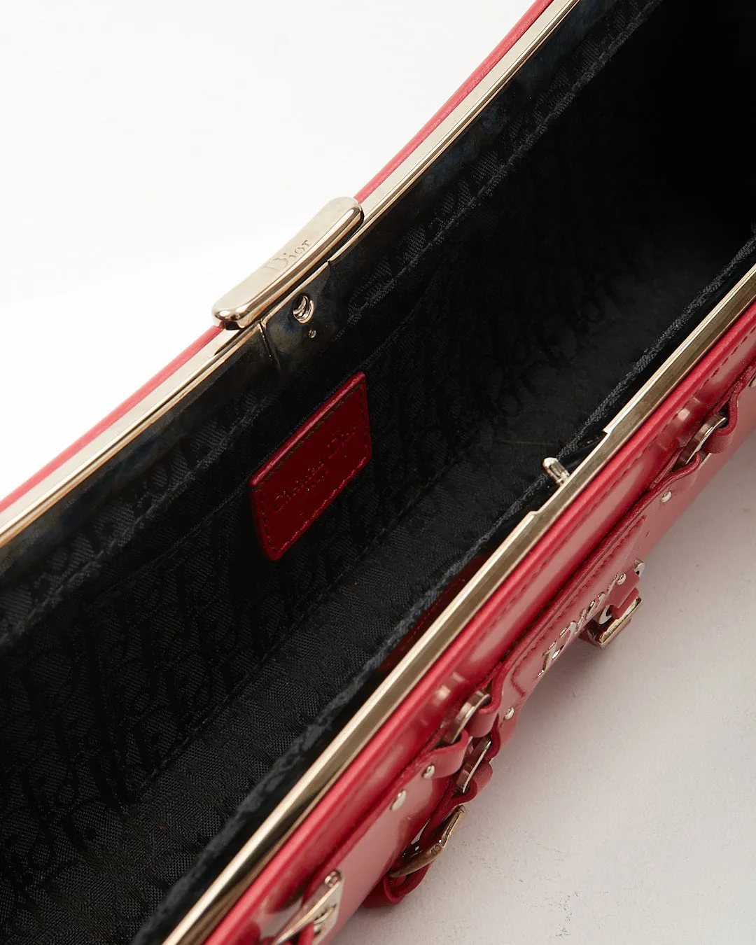 Dior Red Leather Bondage 2003 Long Clutch Chain Bag
