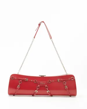 Dior Red Leather Bondage 2003 Long Clutch Chain Bag