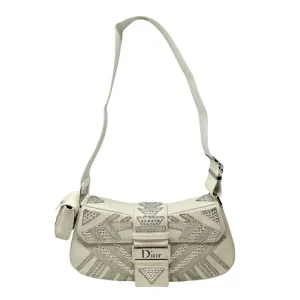 Dior White Satin Beaded Columbus Bag