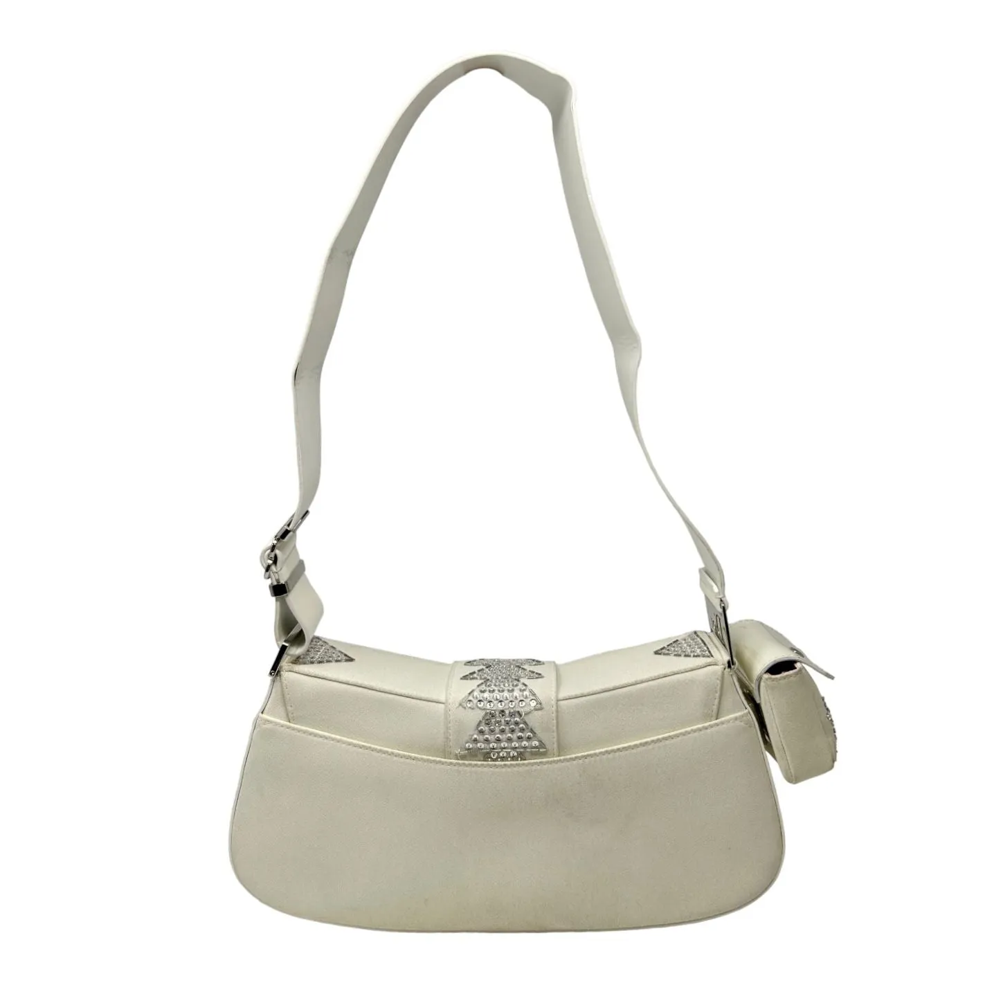 Dior White Satin Beaded Columbus Bag
