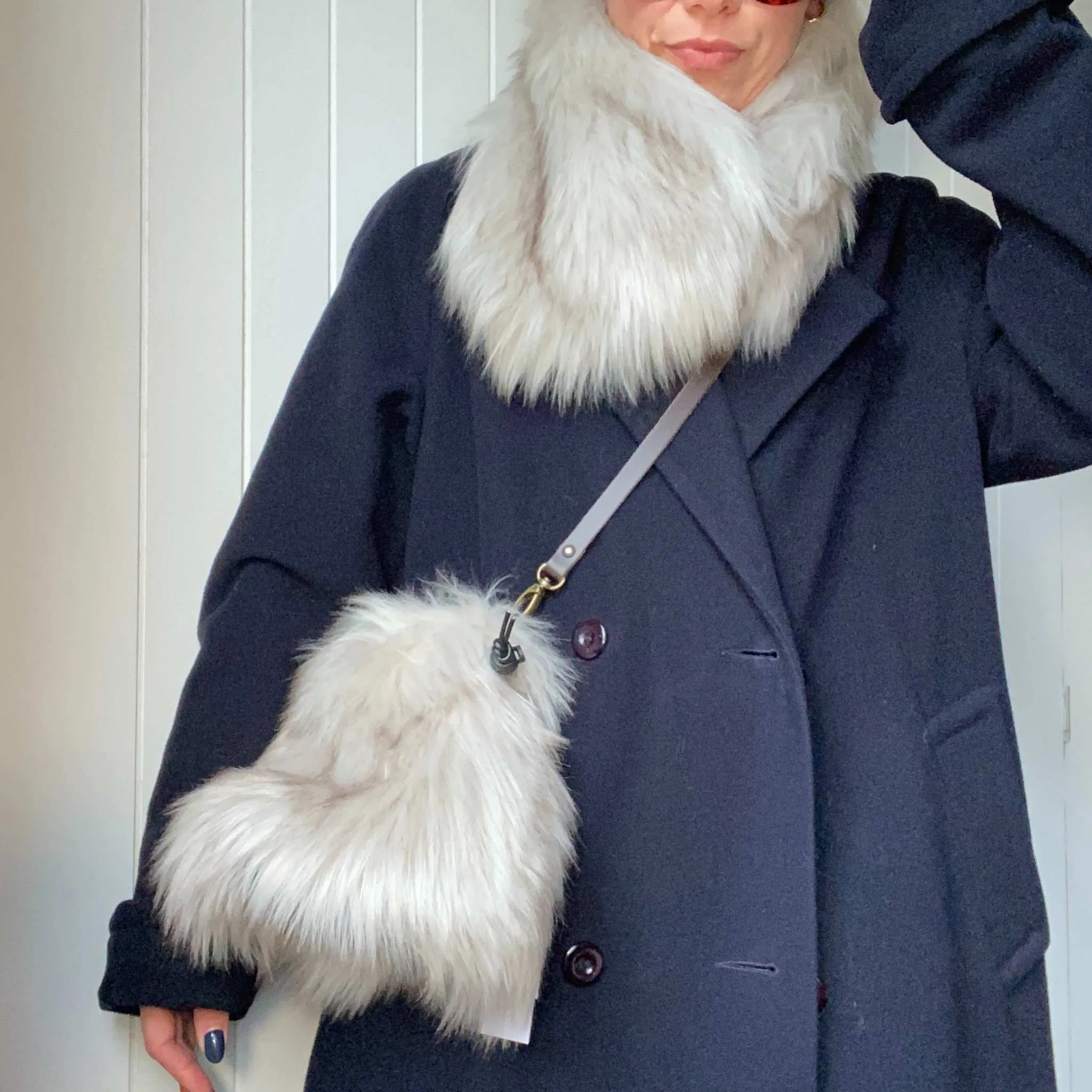 Drawstring Faux Fur and Sheepskin Bags