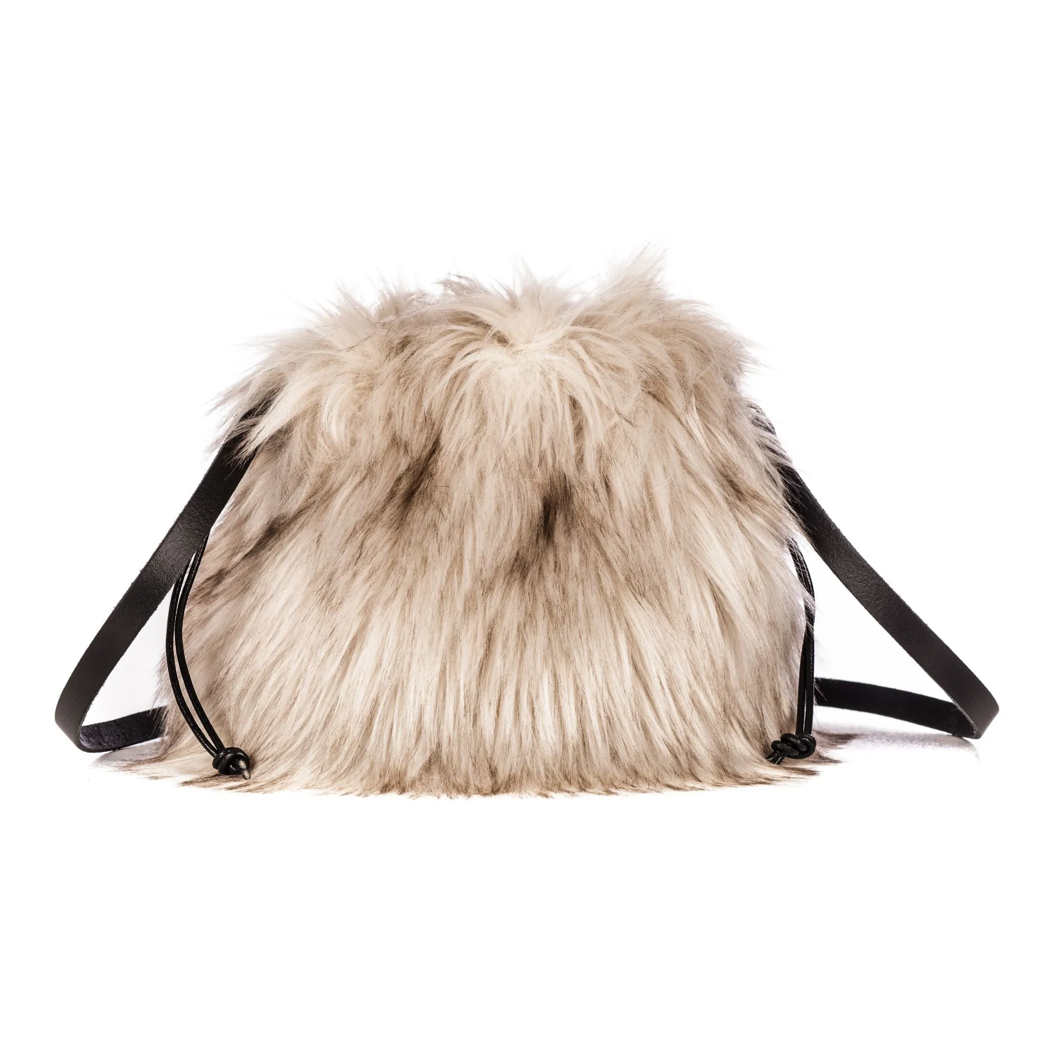 Drawstring Faux Fur and Sheepskin Bags