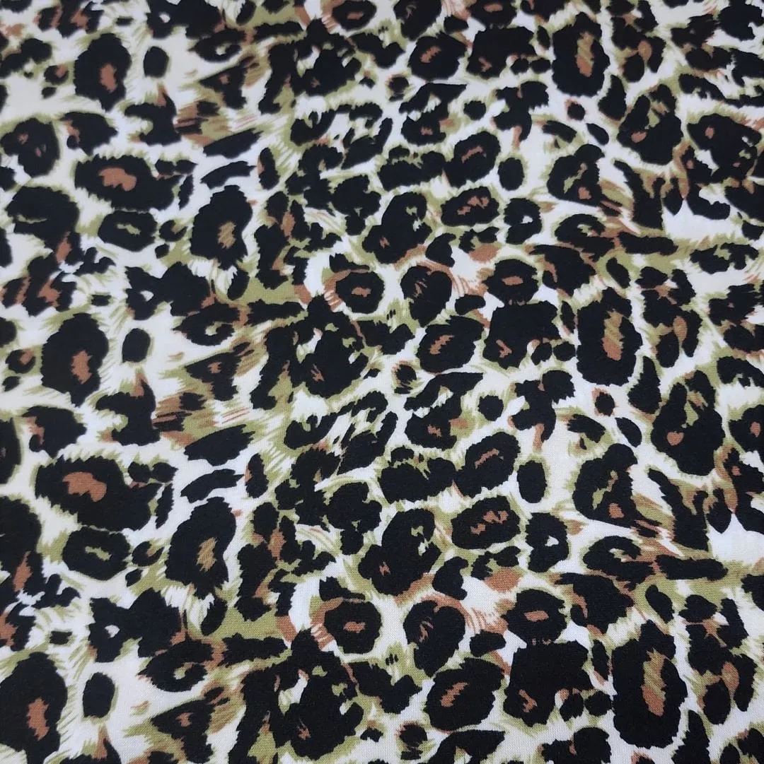 DTY Brushed Print Leopard Fabric Khaki 150cm