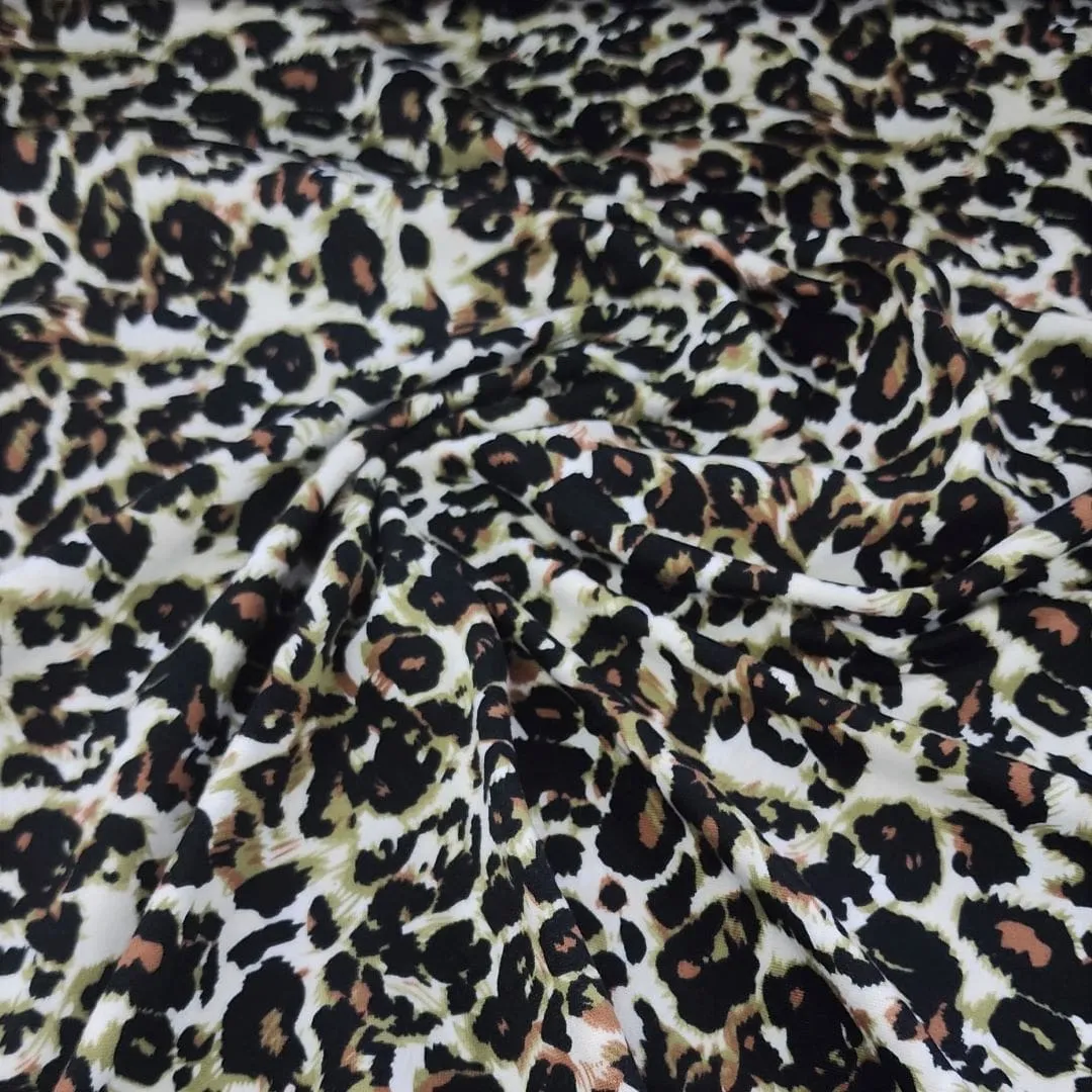 DTY Brushed Print Leopard Fabric Khaki 150cm