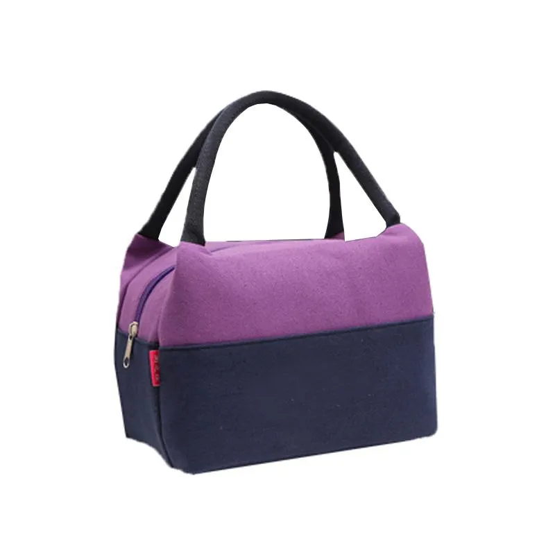 Dual-Coloured Waterproof Canvas Lunch Bag