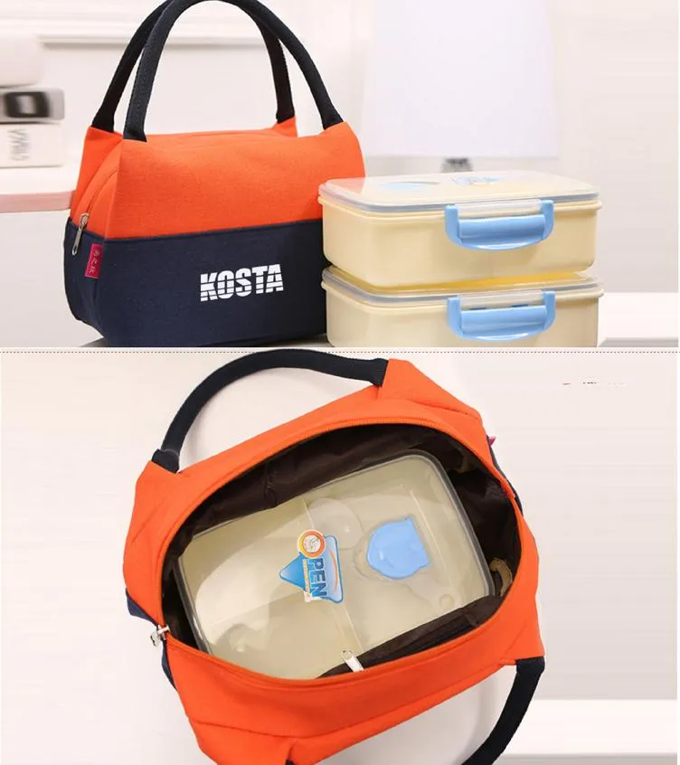 Dual-Coloured Waterproof Canvas Lunch Bag