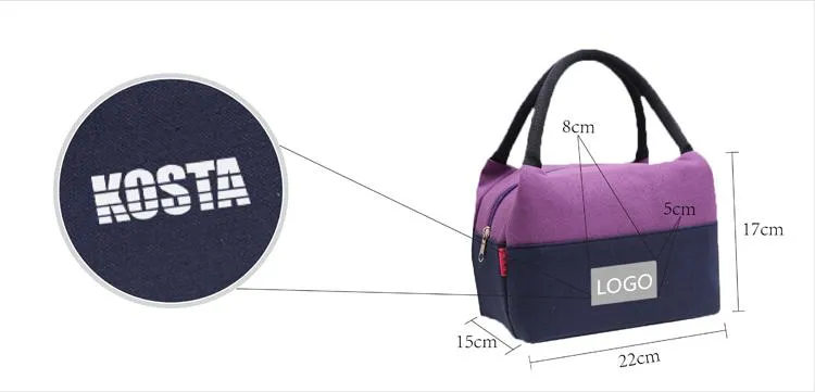 Dual-Coloured Waterproof Canvas Lunch Bag