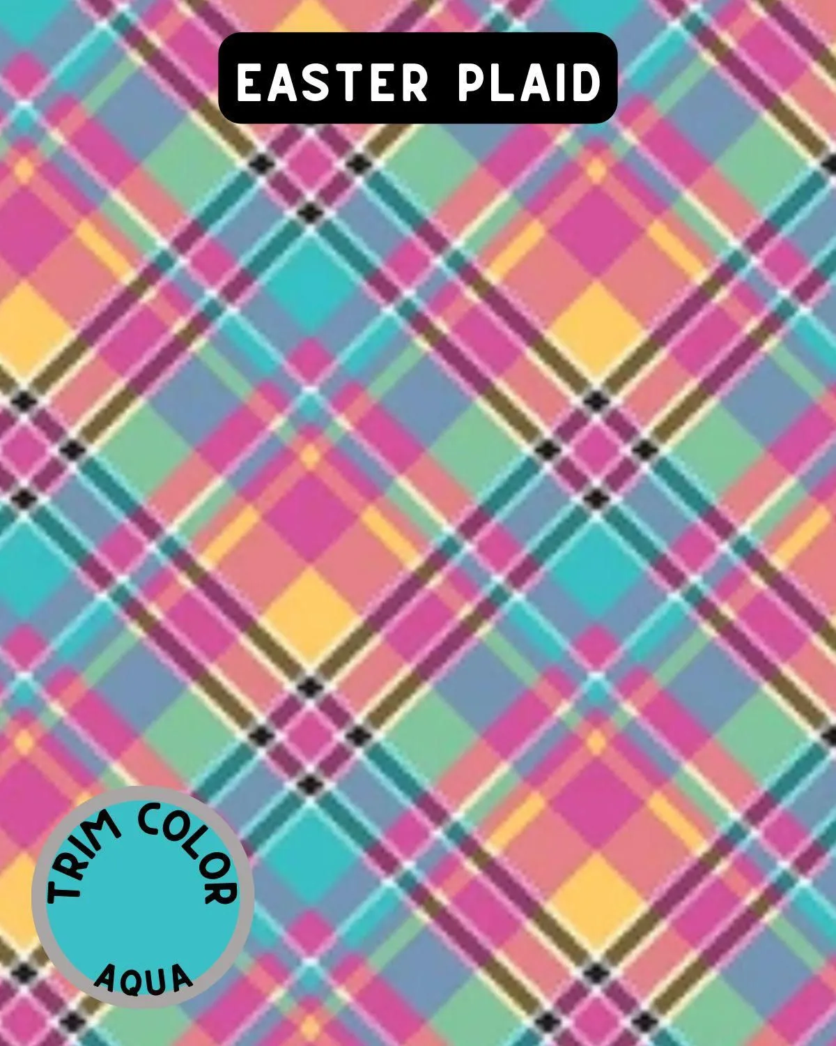 Easter Plaid - Dog Pajama with Aqua Neck & Trim/Sleeves