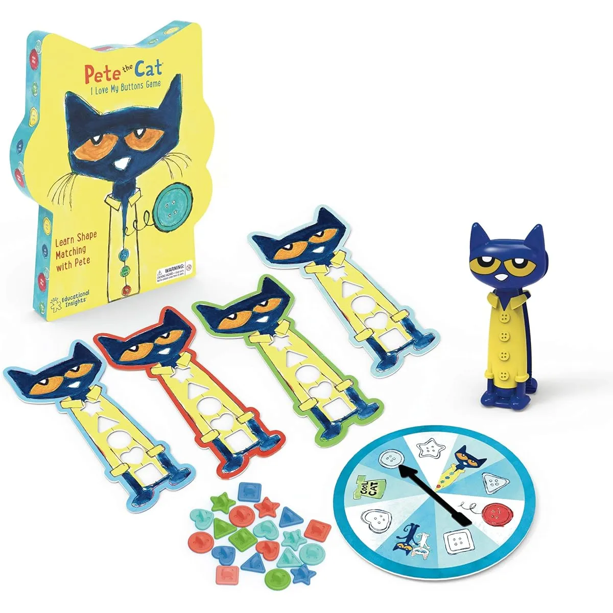 Educational Insights Pete the Cat I Love My Buttons Game Preschool Shape Matching Game Ages 3 