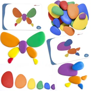 edx Education Rainbow Pebbles - Sorting and Stacking Stones 36 Pebbles   Activity Cards