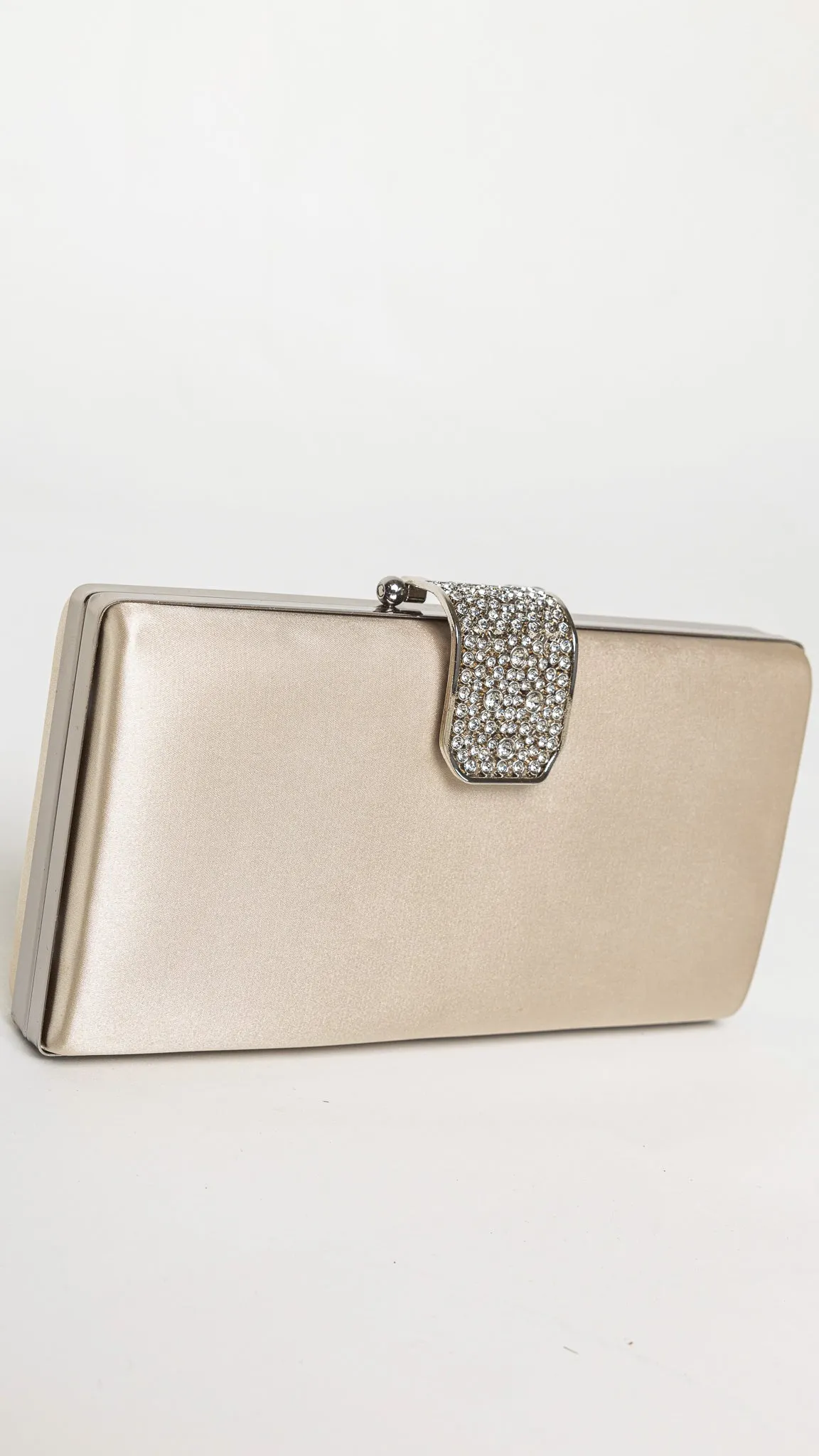 Elysia Gold Satin Rectangular Clutch