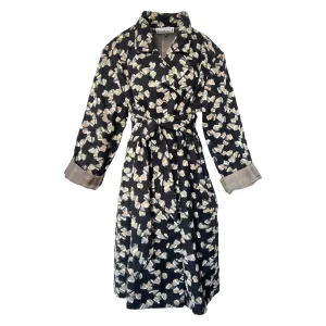 Embroidered Double-Breasted Coat in Black and Beige