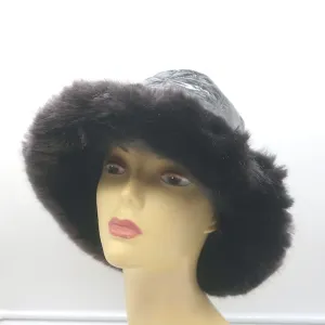 Eric Javits Invincible Puffer Bucket Hat with Faux Fur Trim Black One Size NEW