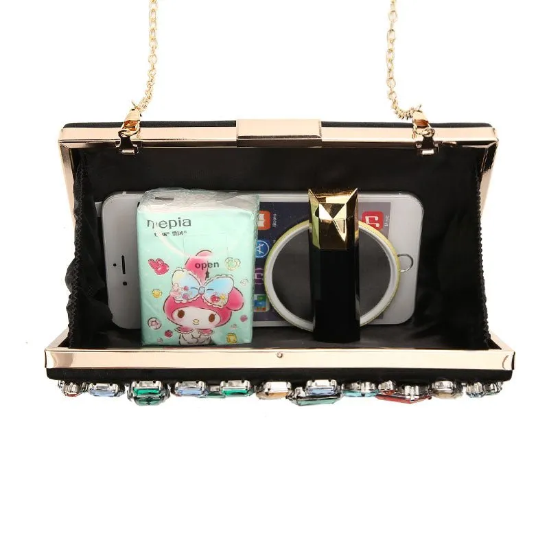 Evening Bags Diamond Beaded Gem Stone Mixed Color