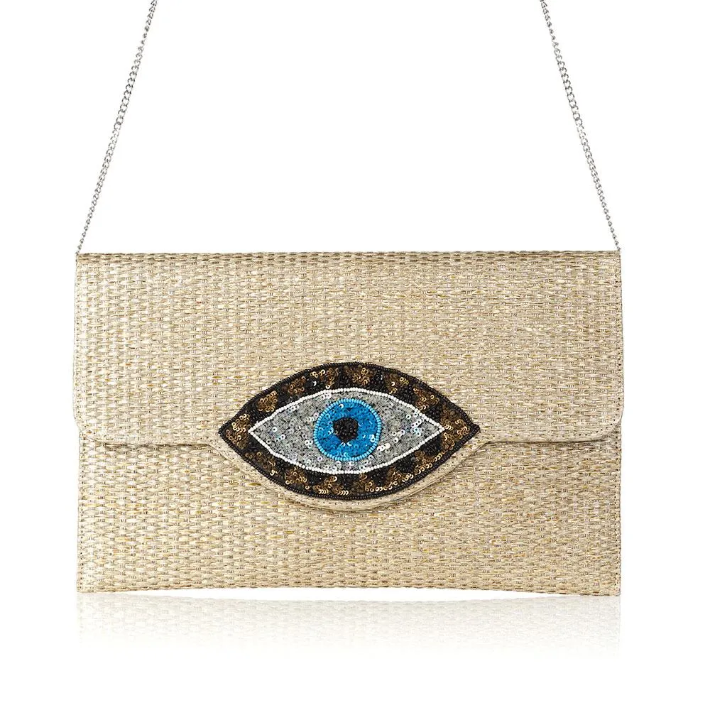 EVIL EYE BEIGE CLUTCH