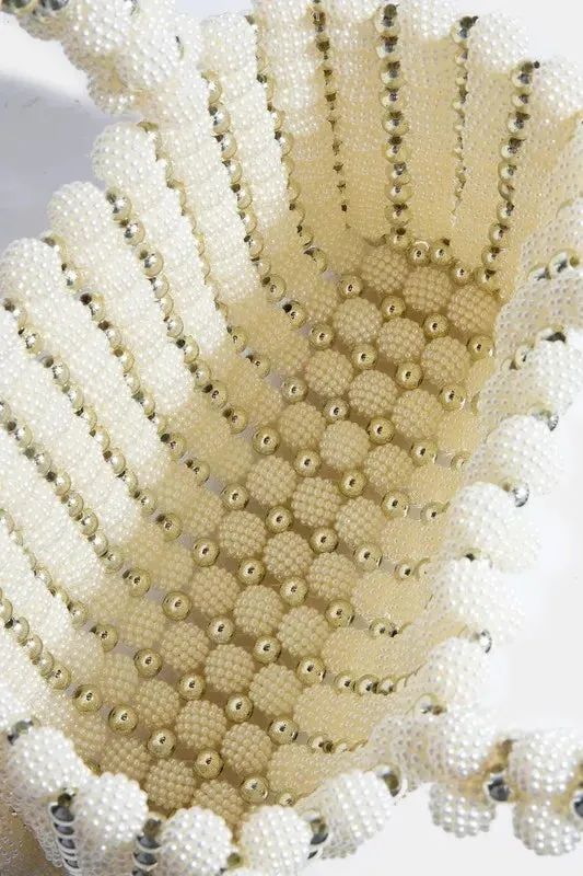 Fame Metallic and Pearl Cluster Beaded Handbag