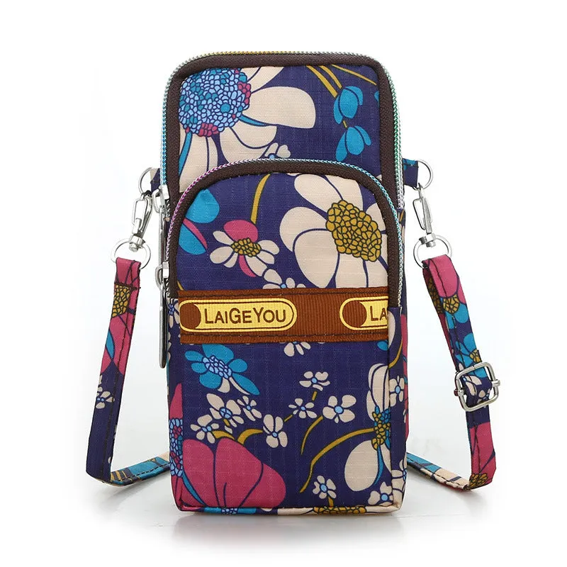 Fashion Casual Floral Cloth Shoulder Crossbody Phone Arm Bag Purse