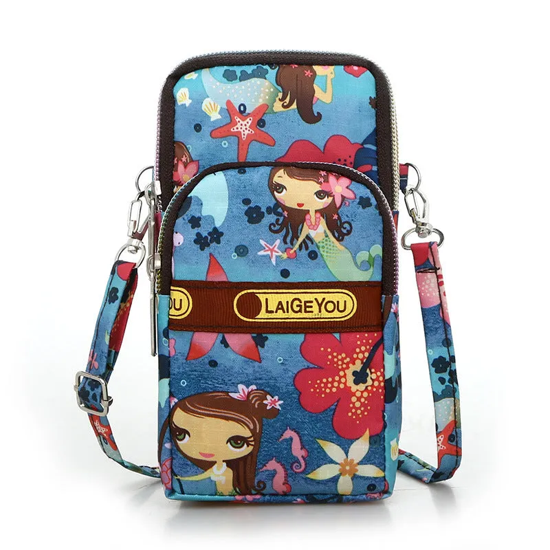 Fashion Casual Floral Cloth Shoulder Crossbody Phone Arm Bag Purse